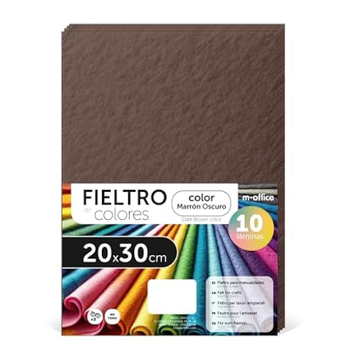 Fieltro para Manualidades, Fieltro de Colores, Suave y Flexible, Material para Costura, Telas Patchwork, Ideal para proyectos DIY, artesanía o decoración, 20x30cm - m-office (marron oscuro, 10 uds) | Ya disponible en tu tienda friki favorita! En mundofriki.es!