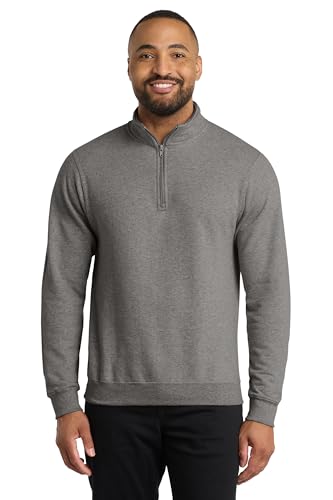 Port & Co Core Fleece 1/4-Zip Pullover Sweatshirt-PC78Q-M-Graphite Heather