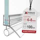 KRAUS® Duschtürdichtung [1m] für 6-8mm Glas - Duschdichtung für waagerechte Montage [DD-13] für Bodenschwelle - Transparente Duschdichtungen für Duschtüren