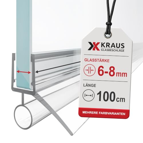 KRAUS Duschdichtung unten 6-8mm Glas 1m - Duschlippe Glastür Transparent – Ansicht 1