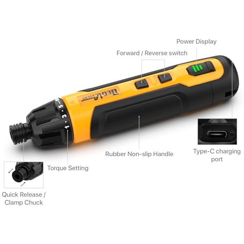 DEGLASERS Rechargeable 3.6V Cordless Screwdriver with 9pcs Bit, 1pc Bit Holder, USB Charging Cable — view 2
