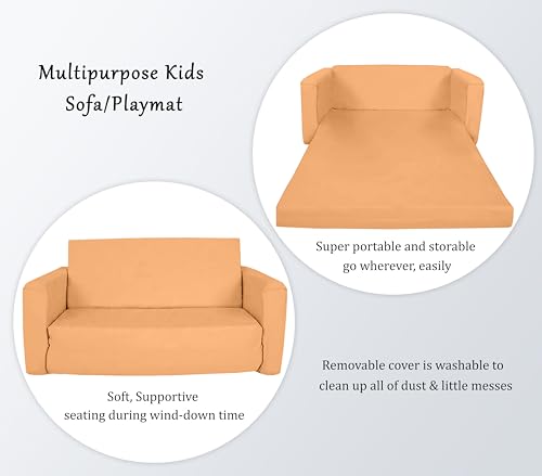 Image of Baby /Couch /Playmat /Three Layers of Folding Kids Sofa /Armchair Flip Open Plush Foldable Mini /Foldable Sofa Cum Bed Chair for 6-60 Months (Upto 5 Years Kids) (Mango)