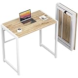 GreenForest Folding Desk for Small Spaces,31.5 in No-Assembly Small Computer Desk for Home Office, Space Saving Foldable Table Study Office Desk,Oak White