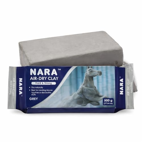 Image of NARA Hard & Strong Air Dry Clay 500g, Grey, Fast Drying Clay for Modelling, Coating, Sculpting & Craft Projects, No Oven or Kiln Needed