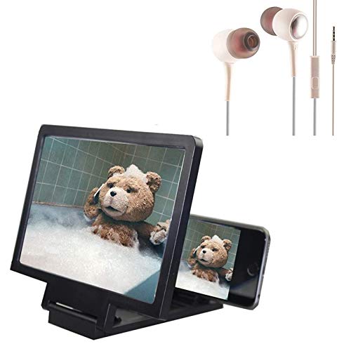TechKing Mobile Phone 3D Screen Magnifier Enlarger Video Screen Amplifier Eyes Protection with P1000 Wired Earphones with Mic & Volume Control for All Smartphones-image-30