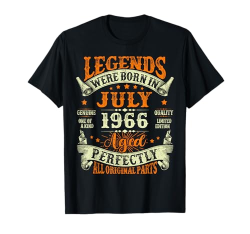 Image of Legends were Born in July 1966 Retro 60th Birthday Men Women T-Shirt
