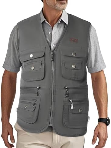 Gilet Fonctionnel Multi-poches Camouflage Pour Homme, Noir, Moyen