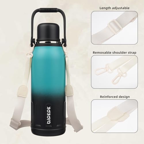 Image of BJPKPK Stainless Steel Insulated Bottle with Handle & Strap, 50oz