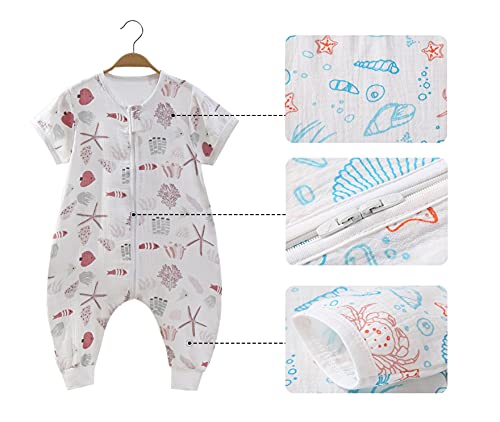Happy Cherry Babyslaapzak met Benen Zomer Mouwloze Ongevoerde Onesie Katoen Ademende Onesie Rits Jumpsuit - Afbeelding 4