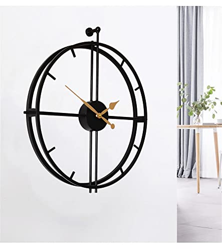 Qukueoy Double Layer Modern Art Big Clock 3D Decorative Large Metal Wall Clocks For Living Room,Minimalism, Battery Operated, 20"X24" (Black) #TOP5