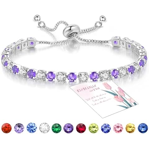Suyi Birthstone Cubic Zirconia Tennis Bracelet Cover