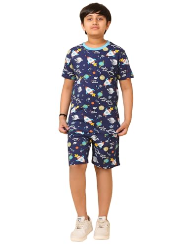 Image of Boys Halfsleeves Cotton Solid /Printed T-Shirt & Shorts Summer Co-ord Set /Clothing Set /Casual wear