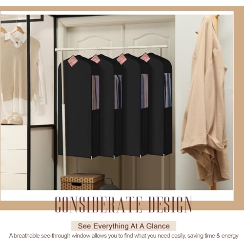 Briwooody 1 Set 40'' x 24'' x 6'' Short Cotton Garment Bags for Hanging Clothes and Storage, 4 Cedar Blocks for Fresh Smell and Moth Protection, Breathable Covers for Closet Suits Fur Coats Sweaters