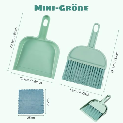 Mini Kehrschaufel Set, Handfeger und Schaufel, Kehrblech und Handfeger, Schaufel und Besen Set, Camping Besen, Kehrset, Handbesen mit Schaufel, Tischbesen, Kehrwisch und Schaufel Set, Besen Camping – Bild 3