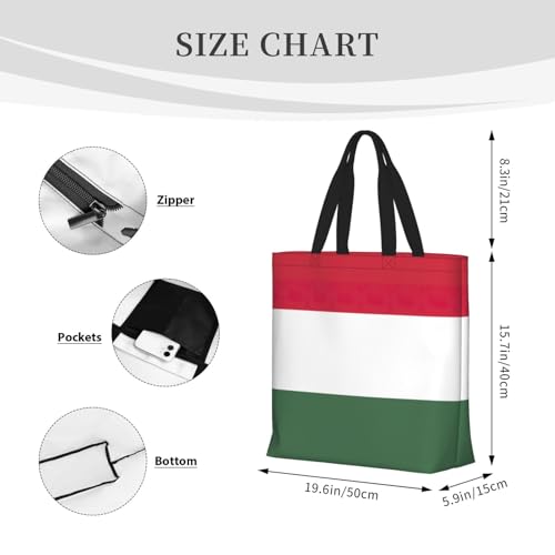 Flag of Hungary print Tote Bag for Women Reusable Shopping Bag Large Beach Bag Travel Vacation Work4