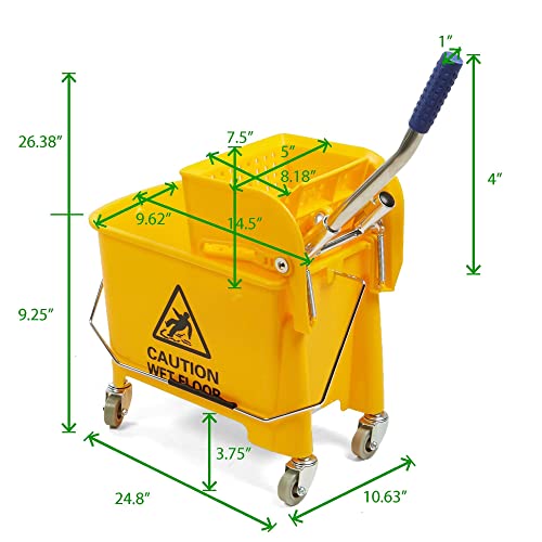 Mind Reader Commercial Mop Bucket - With Down Press Wringer - 22 Quart Capacity - Yellow - Mopt20-Ylw #TOP2