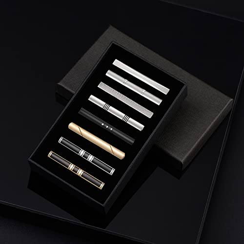Wynameleri Classic Tie Bars Clips 8 Pcs, Business Shirt Necktie Pin Pinch Clip Set For Men T0308010-W #TOP6