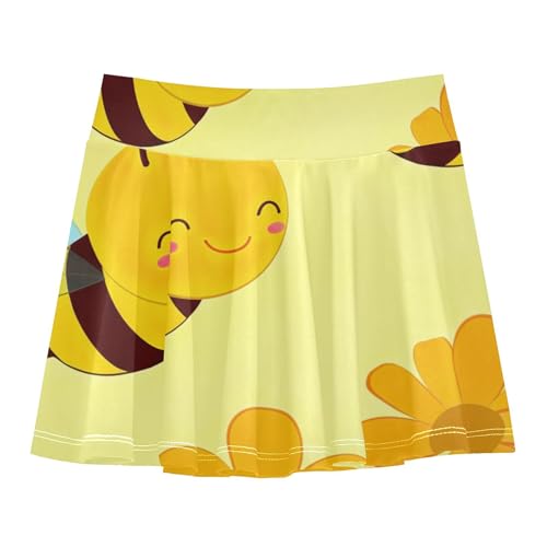 Joisal Cute Cartoon Bees Flowers Athletic Shorts for Girls Skorts Toddlers Tennis Skirts Cool Pink Girl Skort 3t