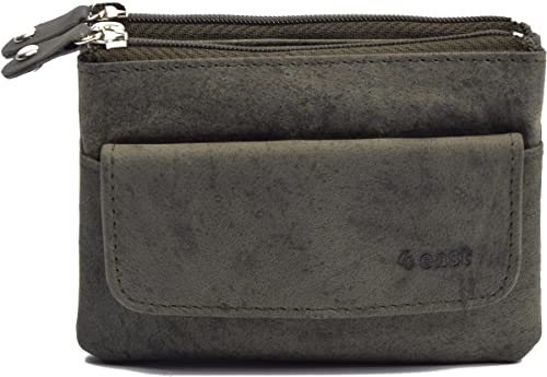 Portemonnaie portefeuille gris vert 4East avec porte-clés et 3 zips