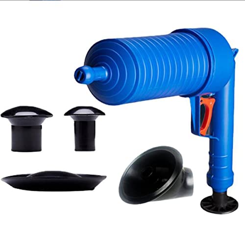 Desatascador manual de alta presión para inodoro, con tapón reemplazable para destapar inodoros, bañeras, desagües de piso y tuberías obstruidas (azul) miniatura 1