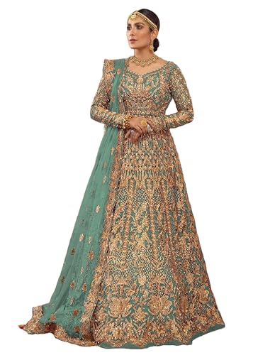 Costume Anarkali style musulman brodé robe longue de fête et grand mariage