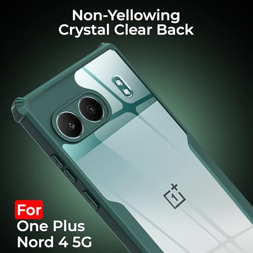 Image of A rtistque Clear Hard Transparent Back Cover Case Acrylic Armor for OnePlus Nord 4 | Anti-Drop | Shockproof TPU Edge | Oneplus Nord CE 4 5g Back Cover - Green