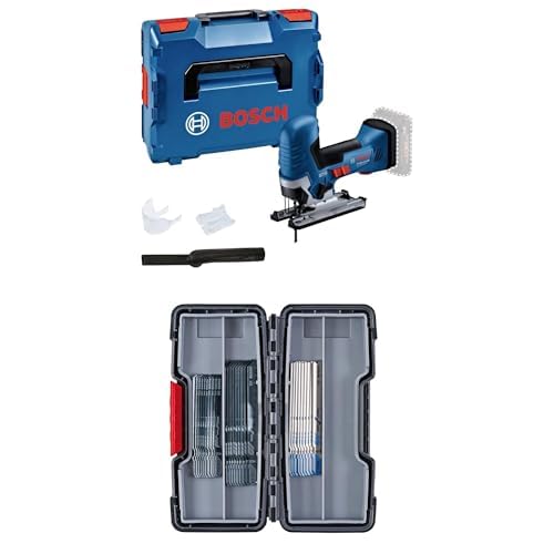 Bosch Professional 18V System scie sauteuse sans-fil GST 18V-125 S + Bosch 30 pièces Jeu de lames de scie sauteuse Basic for Wood and Metal (bois et métal,...