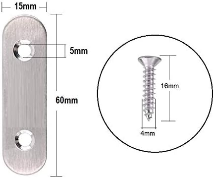 TERF® 10 Pcs Stainless Steel 60mm X 15mm Flat Mending Corner Brace Straight Plates Joining Connector Repair Plates Shelf Bracket with Fixing Screws for Use Wood Furniture and Many Industrial Project - Image 4