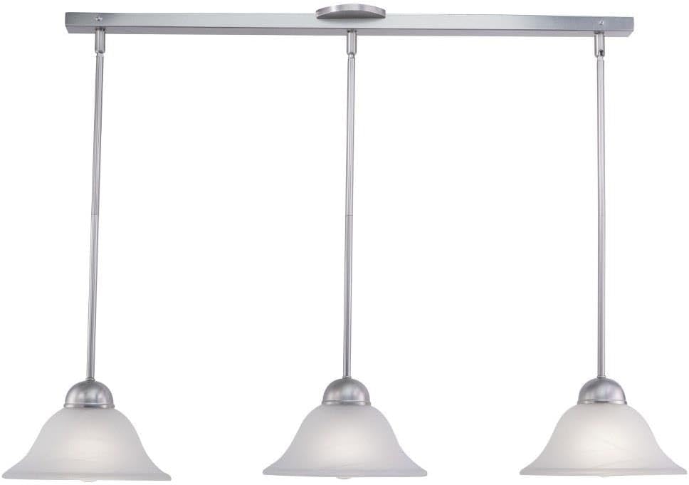 Sophisticated Brushed Nickel Linear Chandelier with Alabaster Glass Shades