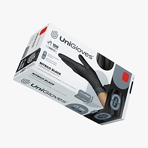 Luva Nitrílica Preta Descartável Sem Pó Caixa com 100 unidades Nitrilo Black Luvas de Procedimento P