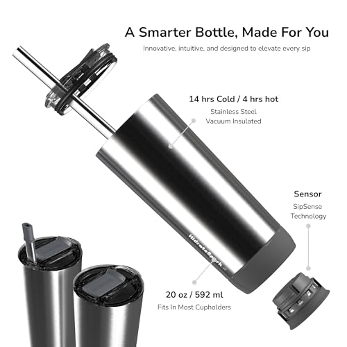 Hidrate-Spark-PRO-Smart-Tumbler-with-Lid-Straw--Insulated-Stainless-Steel--Tracks-Water-Intake-with-Bluetooth-LED-Glow-Reminder-When-You-Need-to-Drink--20oz-Brushed