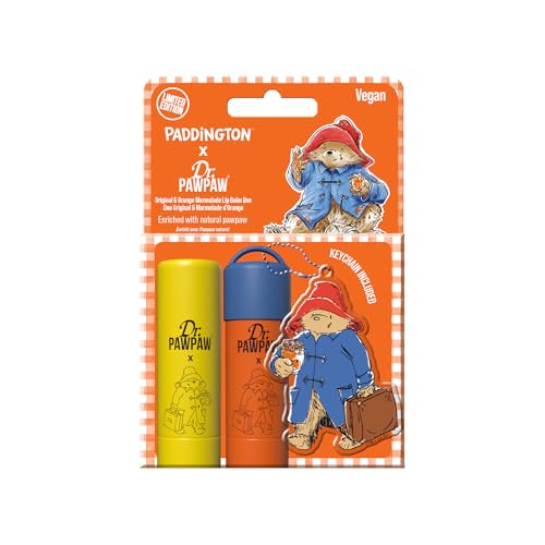Dr. PawPaw Paddington Lip Balm Duo with Keyring - Original Orange Marmalade - Natural Balm with Aloe Vera - Gluten Free Lip Moisturizer - 2 pc