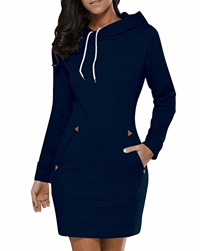 Lanisen Sudaderas con capucha de algodón de manga larga para mujer talla grande 6 - 22 Azul Azul Oscuro 34-36 Cover