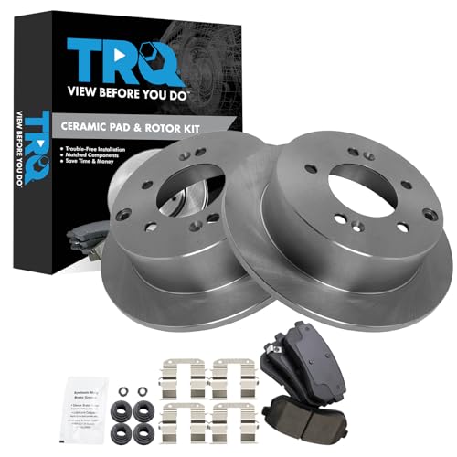 Image of TRQ Rear Brake Pad and Rotor Set Ceramic Solid Rotors