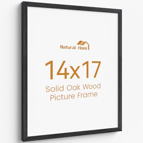 Image of 14x17 Picture Frame Oak Wood,14 inchx17 inchBlack Color Wooden Frames with Tempered Glass,17x14 inch Wall Gallery Poster Frame with No Mat,14 by 17 Frames Horizontal and Vertical for Wall Mounting