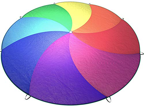 Little Dynamo Parachute, 12 Foot Parachute for Kids with Reinforced Stitching, Waterproof and Colorfast, 8 Handles, Includes Bag