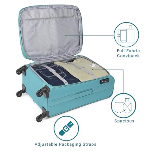 Image of VIP Evolve - S03 Set of 3 (Cabin+Medium+Large) Trolley Bag, Cm | TSA | 8 Wheels | 3 Year International Warranty | Teal Blue & Three Grey Skybags Duffle Bags