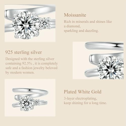 Moissanite boucle mono résolvant le manque de piercing avec clip double couche argent 925 - 3