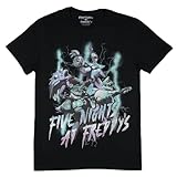 Seven Times Six Five Nights at Freddy's Men's Security Breach Lightning Distressed Adult T-Shirt, Small Black