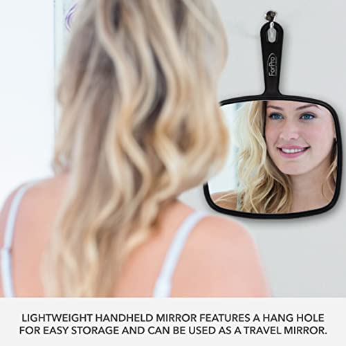 Image of ForPro Professional Collection Extra Large Hand Mirror with Handle, 9 inch W x 12 inch L, Multi-Purpose Handheld Mirror with Distortion-Free Reflection, Black (Pack of 2)
