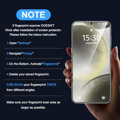 Image of Uyiton for Samsung Galaxy S25+ Plus / S24+ Plus Screen Protector - 2 Pack | Ultra HD Clarity, Fingerprint Unlock, 9H+ Hardness, Scratch-Resistant, Anti-Fingerprint, Bubble-Free, Easy Install