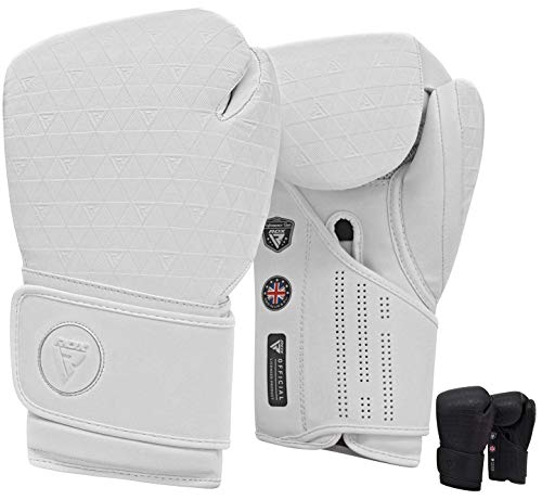 RDX Boxing Gloves for Training Muay Thai Micro Skin Combat Leather Wrinkle Free Mitts for Sparring, Kickboxing, Fighting Great for Heavy Punch Bag, Double End Speed Ball Focus Pads Punching