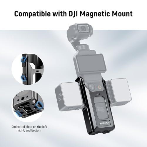 Image of NEEWER Pocket 3 Cage, All in One Aluminum Alloy Protective Video Rig Compatible with DJI Osmo Pocket 3 & Magnetic Mount Accessories, 1 /4 inch Threads Cold Shoe, Slots for Quick Release Side Handle, AC029