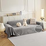 MYSKY HOME Couch Cover Sofa Cover for 3 Cushion Couch, Dog Couch Covers for Sectional Sofa Covers, Non Slip Furniture Protector Sofa Covers Washable Sofa Towel for Pet Cat Dog, 91" x 134", Grey