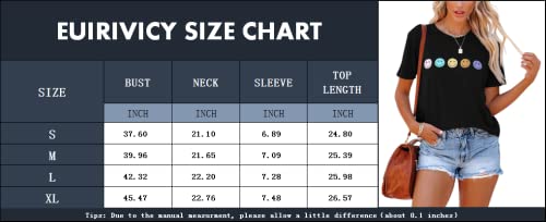 Eurivicy Women's T-Shirts Summer Funny Graphic Short Sleeve Tops Loose Casual Crew Neck Tees Black #TOP4
