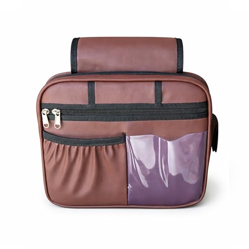 Image of Grab Handle Bag | Dashboard Grab Handle Storage Organiser | 2 Compartments with Transparent Pocket | Compatible with Thar, Jimny, Gypsy, Jeep, Gurkha and Other SUVs and Car | PU Leather | Brown