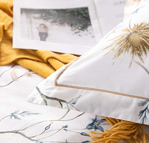 Sleepbella CSCWW-Q Comforter Queen Size, 600 Thread Count Cotton White Printed With Blue & Blush Flowers Cotton Comforter Set,Down Alternative Bedding Set 3Pcs thumb #5