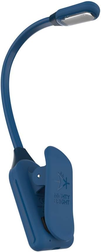 Mighty Bright The Original WonderFlex Book Light, Battery-Powered, Warm Eye Care LEDs, Flexible, Durable, Dimmable, Clip-On Reading Light, Read in Bed, Use Batteries or Micro USB (Midnight Blue)