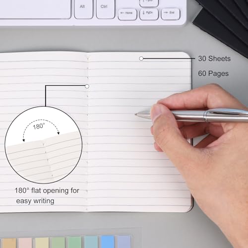 Image of LABUK 12pcs Pocket Notebook, Lined Mini Notebooks, 3.5 x 5.5in Memo Notepad Softcover, Black Notebook for Men Women Kids, 30 Sheets, 60 Lined Pages
