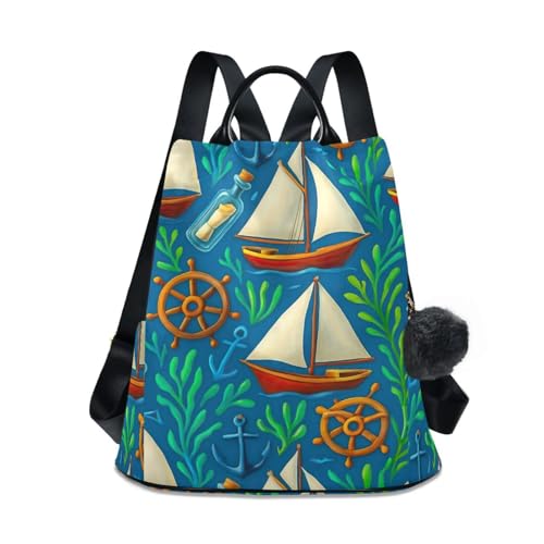 Sac à dos nautique antivol avec motif voiliers pour loisirs marins